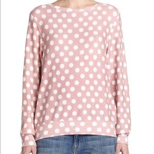 Wildfox Pink White Polka Dot Baggy Beach Jumper